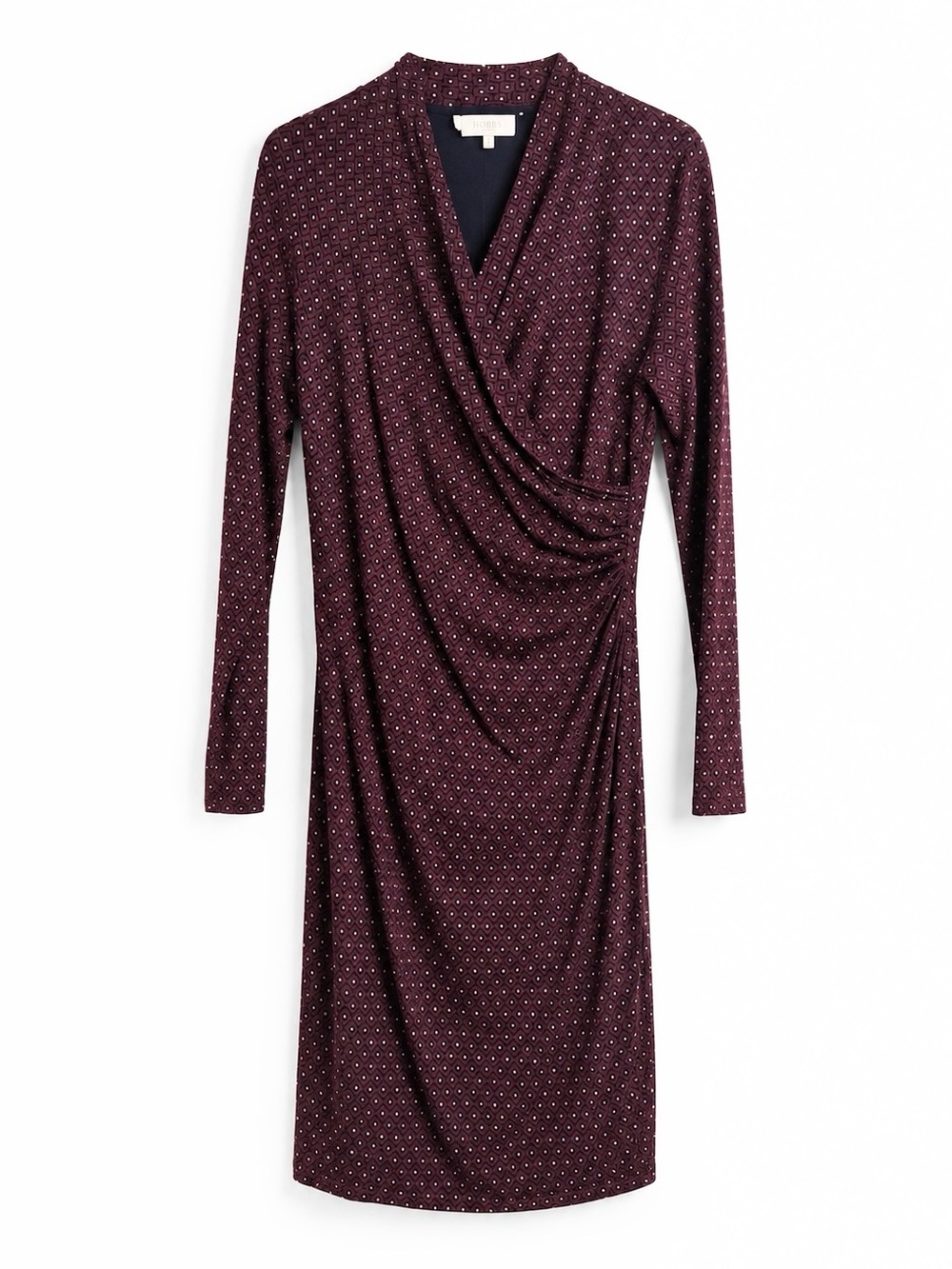 Hobbs London geometric dot print and long sleeve dress 10 - Picture 2 of 4